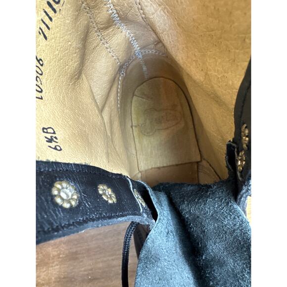 Vintage Justin Boots Black Kiltie 6.5 Women's Lace Up Western Cowgirl Rodeo Shoe - Picture 9 of 11